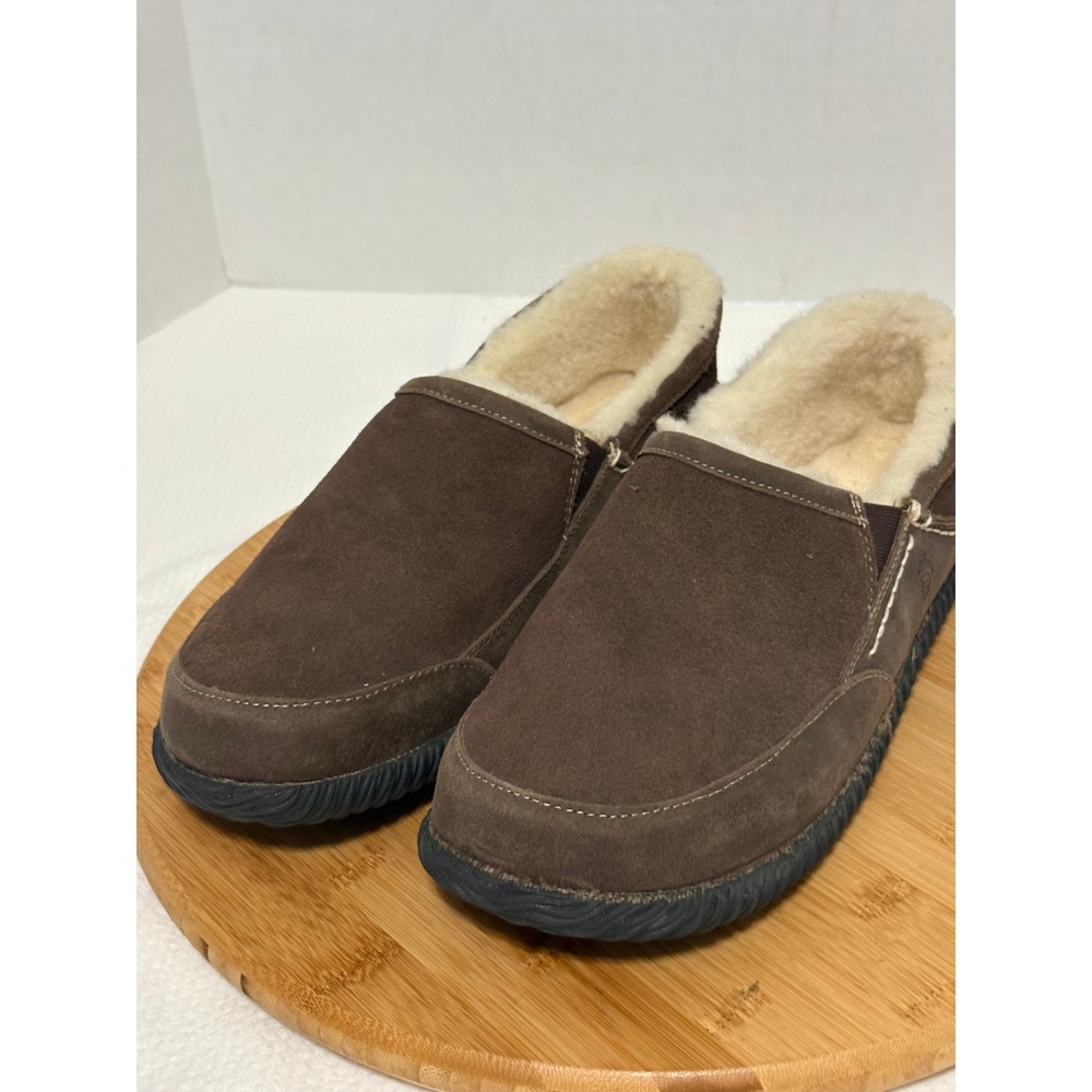 Acorn Mens Suede Sheepskin Slippers Chocolate Brown A50018CHO Size 12 Slip On